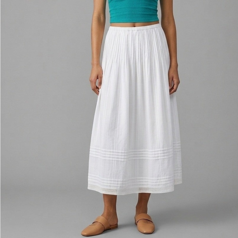 J.Crew Skirt Womens Size Large White Embroidered Dobby Cotton Lace Pintuck NWT
